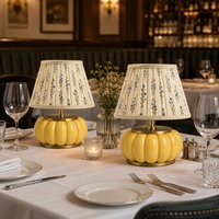 Lampe de table en céramique sans fil rechargeable, simple, à courant continu, pour restaurant et hôtel, abat-jour en tissu plissé, 3 CCT, intensité variable, télécommande