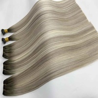 Stock d'extensions de cheveux ombre blond cendré racines foncées balayage gris machine à double trame cheveux humains vierges faisceaux droits