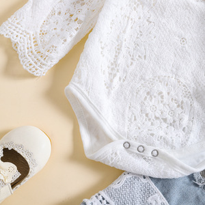 Nuova moda Set di vestiti per bambine in cotone per neonati primavera a manica lunga con tutina bianca <span class=keywords><strong>abbigliamento</strong></span> per ragazze - Product Image 6