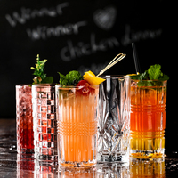 Gelas Wiski Kristal Berukir, Gelas Tumbler Old Fashioned dengan Alas Berat, Peralatan Bar Logo Kustom Grosir