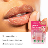 Persik Blueberry semangka 3 rasa Scrub bibir perawatan bibir alami pengelupasan pencerah 15g Label pribadi OEM MOOYAM Scrub bibir