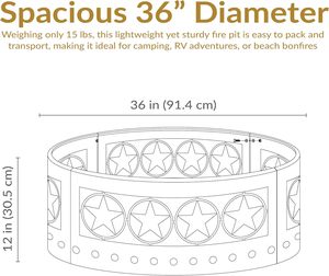 Round Heavy-Duty Steel <b>Fire</b> Ring 36-Inch Outdoor <b>Fire</b> <b>Pit</b> Ring with Poker for Camping Mail Order Packing - Product Image 3