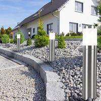 Lampes de jardin LED étanches IP54 en acier inoxydable avec abat-jour en PC, culot E27, certifiées CE, lumière du jour 5000K, angle de faisceau 360°