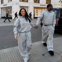 Ensemble de sweat-shirt et pantalon de survêtement surdimensionné unisexe personnalisé pour hommes et femmes, ensemble de survêtements unis