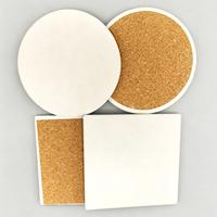 Sous-verres en céramique vierges pour sublimation, sous-verres en pierre blanche absorbante avec base en liège antidérapante, sous-verres ronds et carrés DIY
