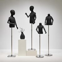 Mannequin demi-corps pour magasin de vêtements pour enfants, présentoir de mannequin en lin noir pour garçons et filles, vitrine