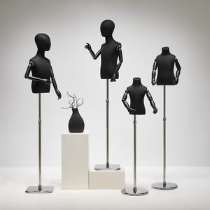 Manichino Mezzo Busto per Esposizione Abbigliamento Bambini, Espositore Nero in Lino per Bambini e Bambine, per Vetrina - Product Image 2