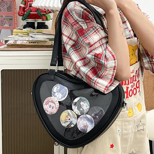 לב בצורת שקוף אופנתי ססגוניות תיק jk אחיד lolita שקוף לב בצורת לב pu שקית crossbody שקית הגוף - Product Image 4