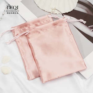 DEQI Packaging Jewellery Custom Size Double Drawstring Satin Ring Earring Jewelry <b>Pouch</b> 10*12 cm Dust Bag with Logo Printed - Product Image 1
