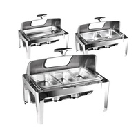 Ensemble d'ustensiles de cuisine professionnels pour la restauration : Réchauds de buffet chauffants à alcool pour présentation alimentaire