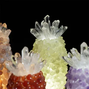 Precio bajo Venta caliente Cristales Mezcla de cristales naturales Materiales Piña Luz nocturna para regalo
