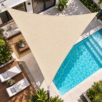 Voile d'ombrage triangulaire beige en HDPE stabilisé aux UV pour patio, pergola, jardin et bord de piscine, taille personnalisée