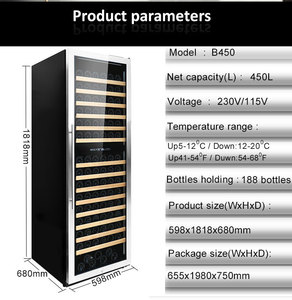 Enfriadores de Vino Josoo OEM con Múltiples Zonas de Temperatura, Control de Humedad y Capacidad de Almacenamiento de 450L - Product Image 4