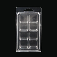 Boîte de présentation en plastique transparent à 8 cavités pour cubes de cire parfumée, emballage en forme de coquille pour bougies