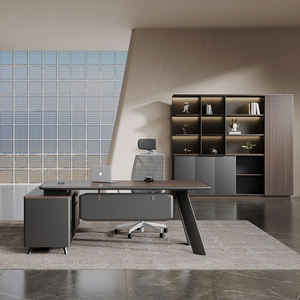 Juego de escritorio y silla de oficina ejecutiva de diseño moderno Mdf al por mayor de fábrica, mesa de oficina de lujo para Director jefe, Gerente Ceo - Product Image 1