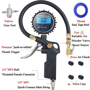 เครื่องวัดความดันลมยางแบบดิจิตอล 0-250psi โลหะ พลาสติก ยาง สำหรับรถยนต์ MPV พร้อมจอแสดงผล LED - Product Image 2