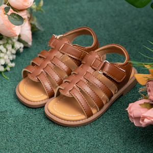 공장 도매 여름 신상 아동 플랫 로마 샌들 단색 소프트 솔 안티슬립 샌들 - Product Image 6