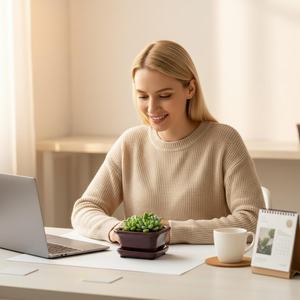 Juego de Macetas de Cerámica Modernas Vintage para Bonsái, Pequeñas, con Acabado Azul, Duraderas, Biodegradables, para Uso en Interiores y Exteriores - Product Image 3