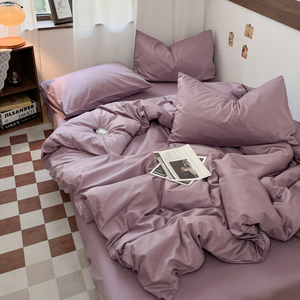 Juego de Ropa de Cama de Cuatro Piezas, 100% Algodón, Tamaño King, Color Puro, Personalizable, de Lujo, para Bodas, Ecológico - Product Image 4