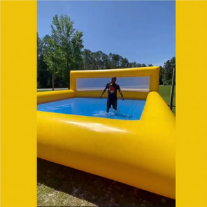 Terrain de volley-ball gonflable géant en PVC robuste 53x27 pieds, jaune, pour piscine de plage, jeux aquatiques pour réunion de famille en été - Product Image 3