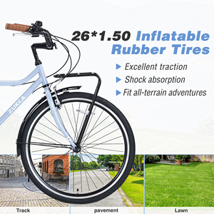 ZUKKA 26 Polegada <span class=keywords><strong>Vintage</strong></span> Estrada Bicicleta Com Estrutura De Aço e V Freio 7 Velocidade Commuter City Bike Entrega Rápida - Product Image 6