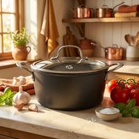 Panci Stok Aluminium Die Cast Heavy Duty Seri KS Chef 24cm, Panci Casserole Profesional Anti Lengket dengan Gagang Ergonomis
