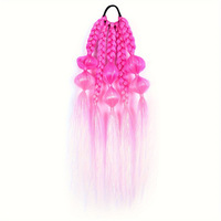 Personnalisé Couleur Dégradé Bulle Tressée Cheveux Synthétiques Ombre Lanterne Boîte Tresse Queue De Cheval Extension De Cheveux