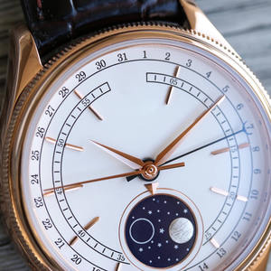 Nuevo Modelo de Reloj para Hombre, Todo en Oro Rosa y Oro Rojo, Tecnología de Vanguardia, Correa de Cuero Italiano Negro, Reloj con Fase Lunar - Product Image 3