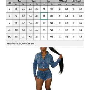 Ensemble Denim Personnalisé 2026 : Veste Courte à Manches Longues et Short Pailleté Effet Vieilli Uni pour Femme - Product Image 2