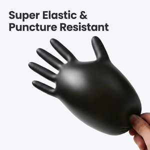 Gants en nitrile noirs jetables de qualité alimentaire, sans poudre, imperméables, de protection pour la cuisine, le tatouage, le salon et le nettoyage - Product Image 3