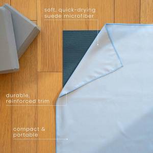 Serviette en microfibre bleue 26,5 x 72 pouces, séchage rapide, douce, absorbante, pour gym, Pilates, yoga chaud, avec logo tissé et motif sportif - Product Image 2