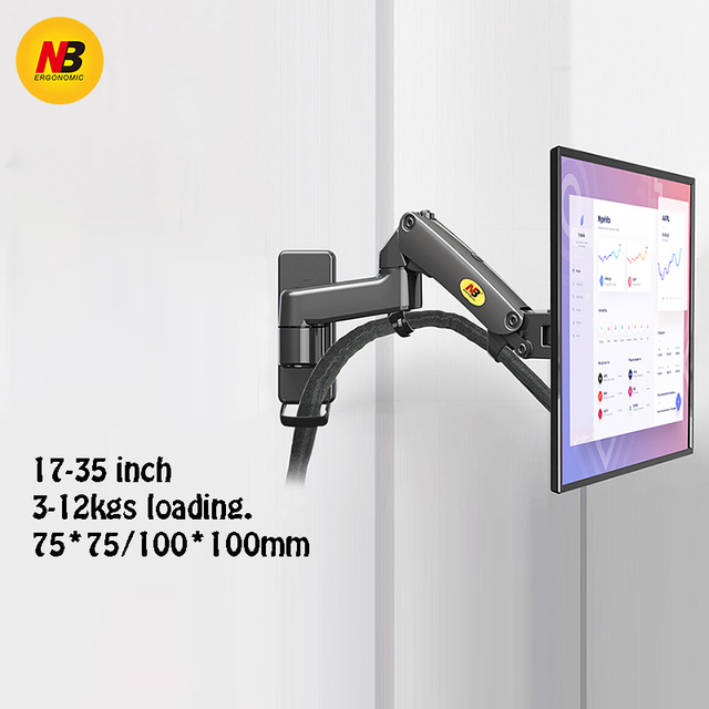 New NB F150 Aluminum Alloy Grey and Silver Wall Stand 17-32" LCD/LED Monitor Gas Spring Arm Full Motion 45 Tilt 3-12kg