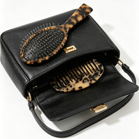 Brosse à cheveux en forme de pagaie avec logo personnalisé, en acétate marbré, ovale, avec coussin et broche en acier, pour massage du cuir chevelu, démêlage et antistatique, pour femmes, coffret cadeau