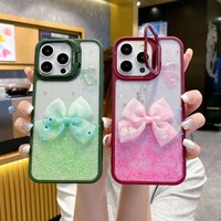 Support de caméra papillon en acrylique liquide scintillant, accessoires pour téléphone portable, coque pour iPhone 11 12 13 14 15 16 17 18 Pro Max
