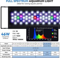 Lumière LED pour aquarium Seaoura SR-620 pour réservoir de 36 à 42 pouces, 46W, 252 LED, 9 modes de couleur, minuterie à distance, étanche IP68