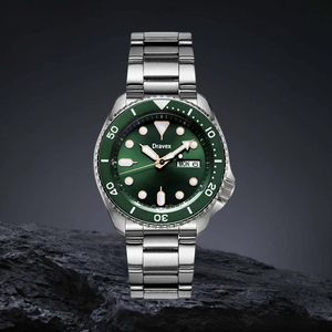 Jam Tangan Mekanik Bisnis Fashion Kelas Atas Warna Oranye Dial Besar Otomatis Baja Tahan Karat Pria Jam Tangan Mekanik Penyelam - Product Image 3