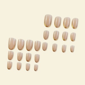 24 <span class=keywords><strong>Uñas</strong></span> Postizas Doradas Estilo Francés, Hechas a Mano, Acrílicas, Cobertura Total, para Uso Diario en Salón - Product Image 2