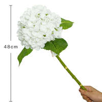 Bunga Hydrangea Buatan 48cm PU Real Touch Pink Biru Putih Dekorasi Pernikahan Ulang Tahun Rangkaian Hortensias Artificiales
