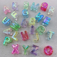 Perles de lettres translucides colorées en acrylique 20mm 6mm à grand trou, perles alphabet irisées A-Z, vente en gros, bracelet, artisanat OEM ODM
