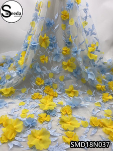 Green Flower <strong>Net</strong> <strong>3D</strong> Wedding Beaded <strong>Lace</strong> SMD18N037 - Product Image 3