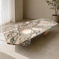Table à manger en onyx vert de luxe pour projets hôteliers et de villas