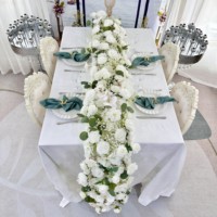 Nouveauté MY04 Chemin de table en fleurs artificielles blanches pour décorer les mariages, les jardins et les événements