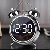 Reloj Despertador de Escritorio Moderno Multifuncional con Diseño Cuadrado, Funciona con Batería, con Pantalla Digital LED 3D de Doble Campana Extra Fuerte