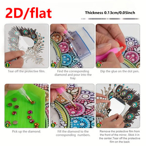 Kit de miroir mural DIY Diamond Art à <span class=keywords><strong>peinture</strong></span> diamantée complète, avec miroir plat 2D et outils complets pour la décoration intérieure - Product Image 4