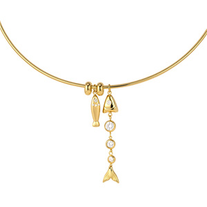 Collana con Ciondolo a Forma di Pesce <span class=keywords><strong>in</strong></span> Acciaio Inossidabile Placcato <span class=keywords><strong>Oro</strong></span> con Motivo Animale e Zirconi, Gioielli da Spiaggia Trendy per Donne - Product Image 3