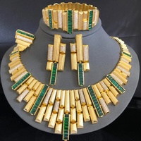 T040B Ensemble de bijoux de mariage brésilien italien vintage haut de gamme plaqué or 18 carats Lagos Collier Boucles d'oreilles Alliage Fashion Dubai Bridal