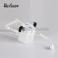 Stand Display Anti Maling untuk Ponsel HeyShow, Warna Putih, dengan Kabel Tipe C untuk Apple dan Android, Penahan Alarm Keamanan Ponsel