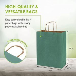 Sacs shopping en papier kraft moyen avec poignées, sacs fourre-tout artisanaux pour boutiques, magasins de détail, fêtes d'anniversaire, sacs en papier pour bijoux - Product Image 3