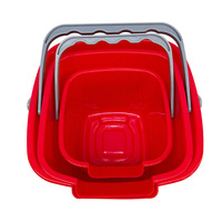 Ember Utilitas Merah 3 Quart yang Tahan Lama dan Ringan dengan Pegangan Kokoh, Terbuat dari Bahan PP, Ember Pembersih untuk Penggunaan Rumah Tangga Sehari-hari