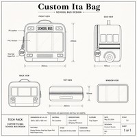 Sac Ita personnalisé mignon en forme de bus scolaire, sac à main jaune Kawaii avec grande fenêtre transparente en PVC, sac pour badges, sac à fermeture éclair avec breloque feu stop